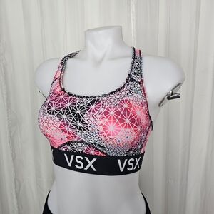 Victoria Sport VSX Vibrant Sports Bra Pink Bold Abstract Geometric Medium